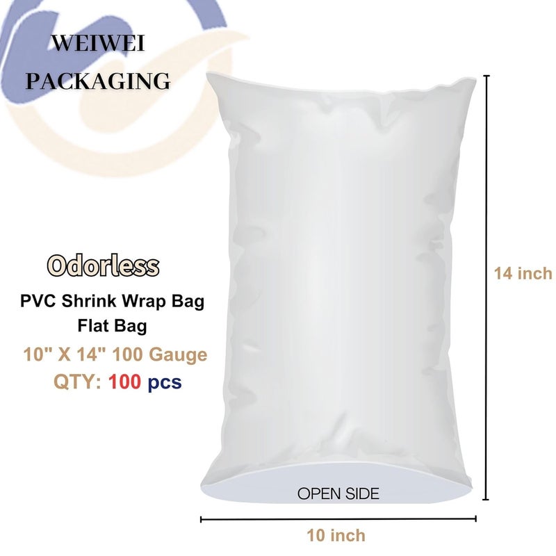 WEIWEI PACKAGING WEIWEI - 10 X 14 inch 100PCS Odorless PVC Heat Shrink Wrap Bags - Image 2